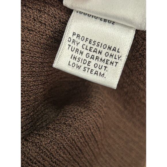 ST. JOHN SPORT Womens Brown Ribbed Wool Scoop Neck Short Sleeve Sweater Size P - Picture 6 of 8